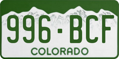 CO license plate 996BCF
