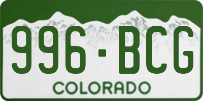 CO license plate 996BCG