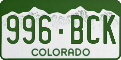 CO license plate 996BCK