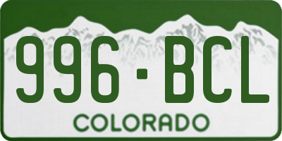 CO license plate 996BCL