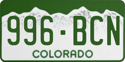CO license plate 996BCN