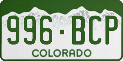 CO license plate 996BCP