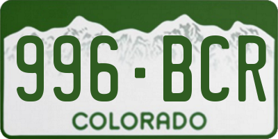 CO license plate 996BCR