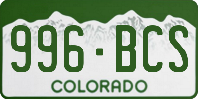 CO license plate 996BCS