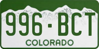CO license plate 996BCT