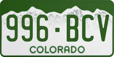 CO license plate 996BCV
