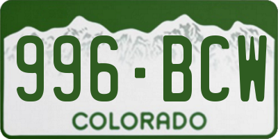 CO license plate 996BCW