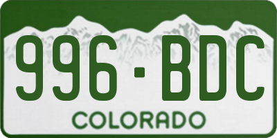 CO license plate 996BDC