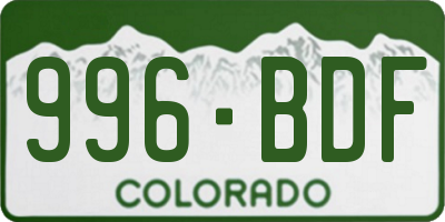 CO license plate 996BDF
