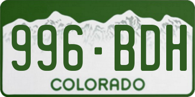 CO license plate 996BDH