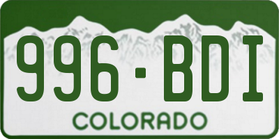 CO license plate 996BDI