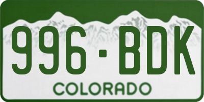 CO license plate 996BDK