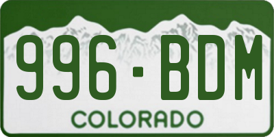 CO license plate 996BDM