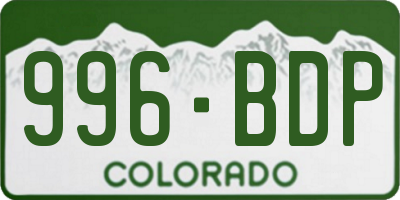 CO license plate 996BDP