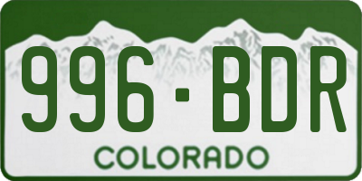 CO license plate 996BDR