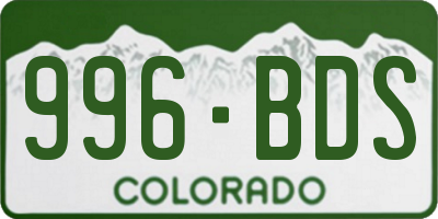 CO license plate 996BDS