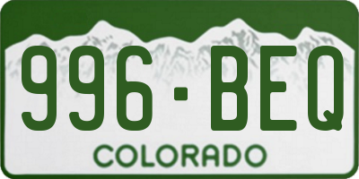 CO license plate 996BEQ