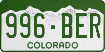 CO license plate 996BER