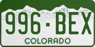 CO license plate 996BEX