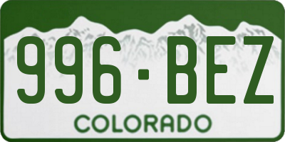 CO license plate 996BEZ