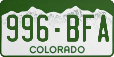 CO license plate 996BFA