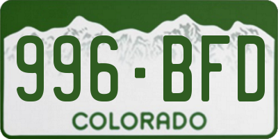 CO license plate 996BFD