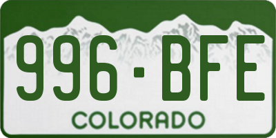 CO license plate 996BFE