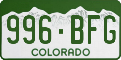 CO license plate 996BFG