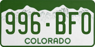 CO license plate 996BFO