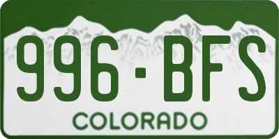CO license plate 996BFS