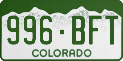 CO license plate 996BFT