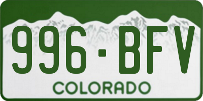 CO license plate 996BFV