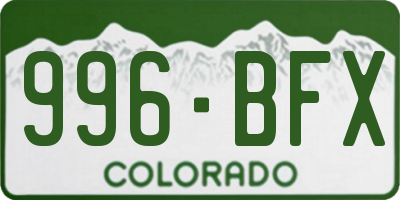 CO license plate 996BFX