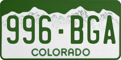 CO license plate 996BGA