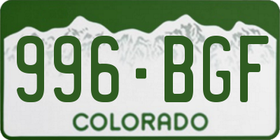 CO license plate 996BGF