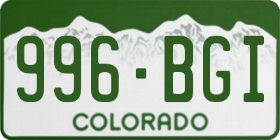 CO license plate 996BGI