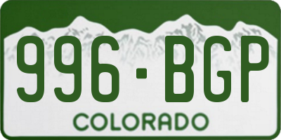 CO license plate 996BGP