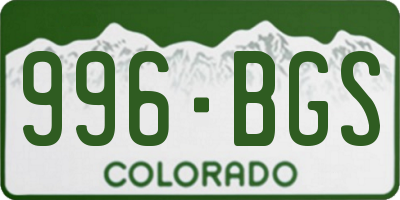 CO license plate 996BGS