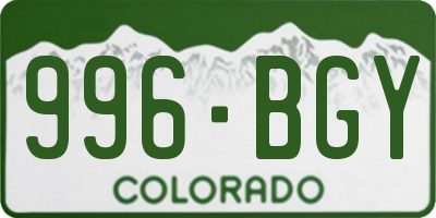 CO license plate 996BGY