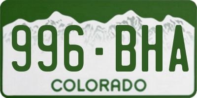 CO license plate 996BHA