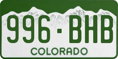 CO license plate 996BHB