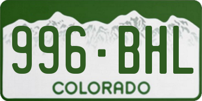 CO license plate 996BHL