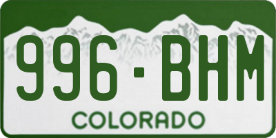 CO license plate 996BHM