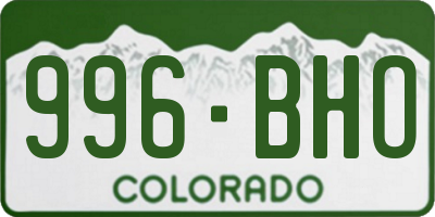 CO license plate 996BHO
