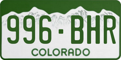 CO license plate 996BHR