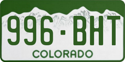 CO license plate 996BHT