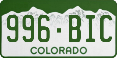 CO license plate 996BIC