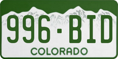 CO license plate 996BID