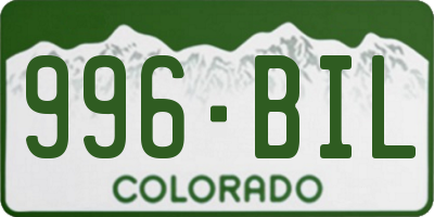 CO license plate 996BIL