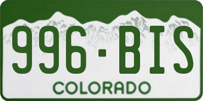 CO license plate 996BIS